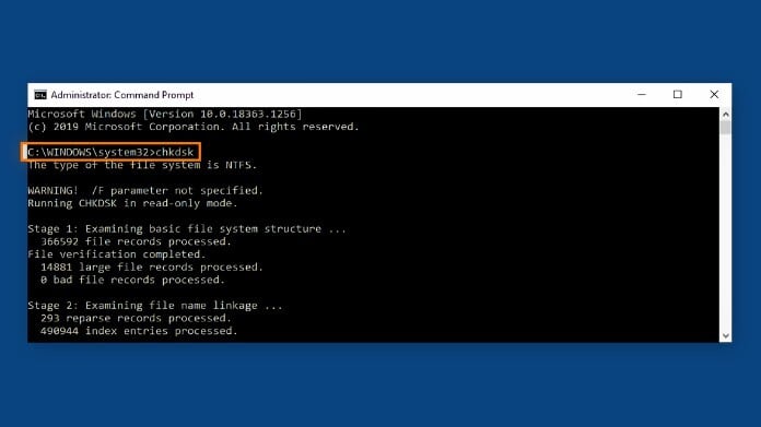 usingchkdsk